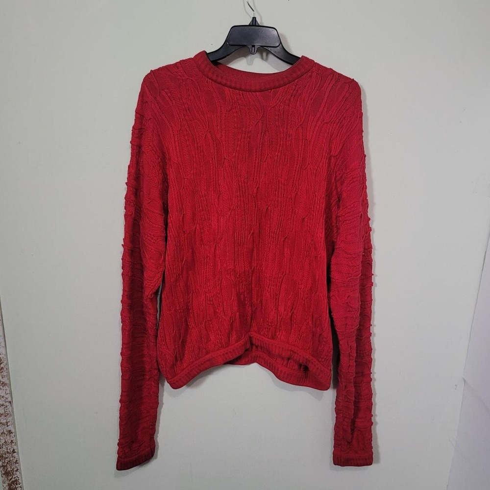 Coogi Size XL Sweater Mens Red 3D Textured Knit Cotton Made in Australia